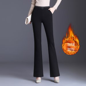 (image for) 2023 new style fashionable and elegant velvet solid color boot-cut pants Korean style high-waisted and flesh-covering slim-flared pants BFZY9187