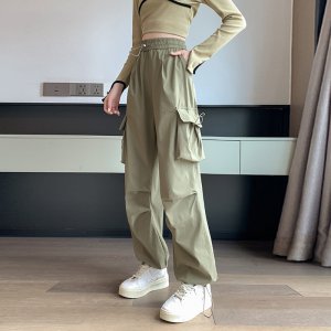 (image for) Women's simple student breathable casual pants trendy brand loose beach women's pants casual wide leg pants Yamamoto pants