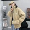 (image for) Thick velvet and versatile coat for girls, autumn and winter clothing 2023 new style for junior high school and high school students cute cotton coats