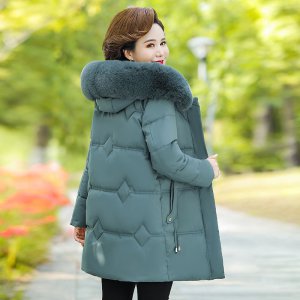 (image for) Middle-aged and elderly down-padded jackets for women 2023 new fashion large size cotton-padded jackets for middle-aged people with fur collar women's cotton-padded jackets