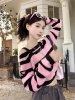 (image for) 2023 new trendy street-chic and beautiful sweater women's niche design contrasting striped suspender knitted top