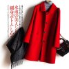 (image for) Double-sided woolen coat for women 2023 new autumn and winter single-breasted mid-length loose temperament thickened woolen coat