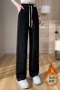 (image for) A2023 autumn and winter European cotton velvet large size high-waisted narrow version versatile casual straight wide-leg pants nine-point trousers for women