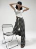 (image for) Ice silk wide-leg pants for women in summer thin high-waisted slim plaid pants versatile Korean style casual straight wide-leg pants