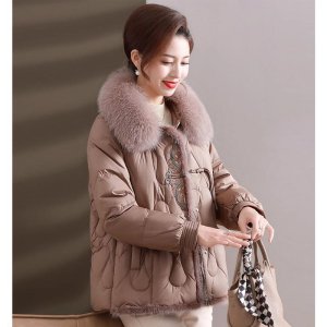 (image for) Middle-aged mother winter cotton-padded jacket 2023 new middle-aged and elderly women's new Chinese style foreign style short outer suit