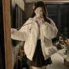 (image for) Thick velvet and versatile coat for girls, autumn and winter clothing 2023 new style for junior high school and high school students cute cotton coats