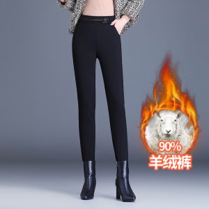 (image for) Fashionable high-waisted slim cashmere pencil pants for women 2023 winter new style Korean style versatile small-legged pants BFZY6266