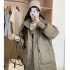 (image for) New winter women's cotton coat, Korean version, medium-length, large size, Hong Kong style bread coat, loose student long style, waisted