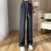 (image for) A2023 autumn and winter European cotton velvet large size high-waisted narrow version versatile casual straight wide-leg pants nine-point trousers for women