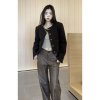 (image for) Wang Girl's shop coffee-colored straight leather pants early autumn American motorcycle low-waist drape casual versatile slimming long pants