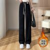 (image for) A2023 autumn and winter European cotton velvet large size high-waisted narrow version versatile casual straight wide-leg pants nine-point trousers for women