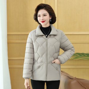 (image for) Short lightweight cotton coat for middle-aged women, middle-aged women, slim-fitting western-style coats, mother's winter clothes, versatile cotton-padded jackets